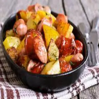 Patata Asada Con Salchichas