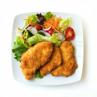 Plato Combinado De pollo Empanada Con Ensalada