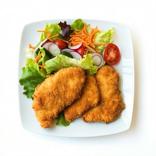 Plato Combinado De pollo Empanada Con Ensalada