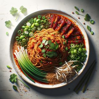 Makaron w stylu tajwańskim z ostrym sosem