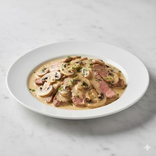 Escalopines Con Nata Y Champiñones