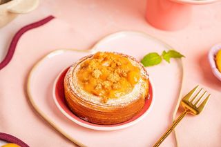Flan waniliowy z brzoskwiniami