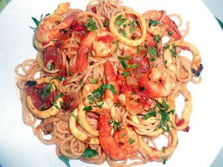 Spaghettis, Crevettes et Calamars