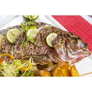 Whole  Boiled Fresh Tilapia Fish with Ugali