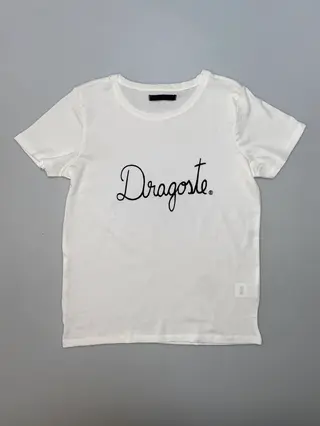 Tricou alb de femei scris cu Dragoste neagră
