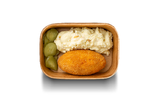 Пюре з котлетою по-київськи та огірком