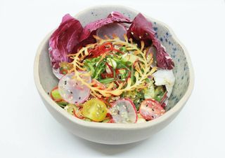 Colorful tomato and avocado salad