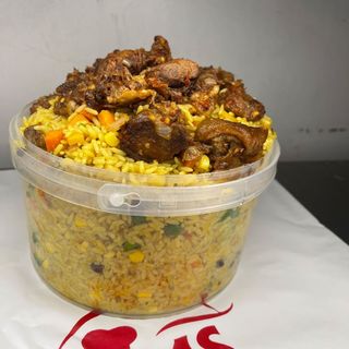 3liter fried rice and goat meat
