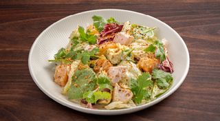 Салат з хурмою та куркою су-вид