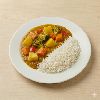 Verdura al curry con arroz basmati