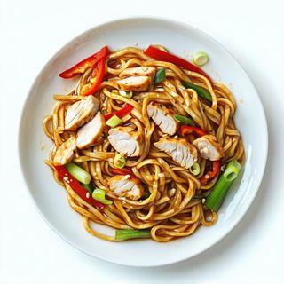Udon saltati con pollo