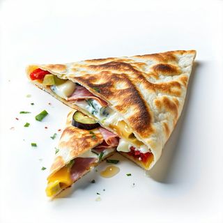 Piadina con crudo, goegonzola e melanzane