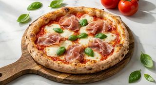 Pizza con prosciutto crudo