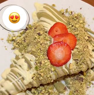 Crêpes con nutella al pistacchio e crema bianca
