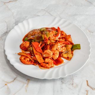 Gambas Salteadas Con Verduras