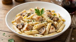 Penne Alfredo au Poulet & Champignons