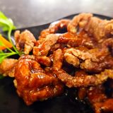 Tiras de ternera frito con salsa china