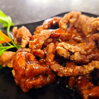 Tiras de ternera frito con salsa china