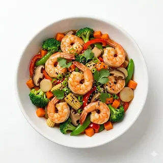 Langostinos Salteados Con Verduras