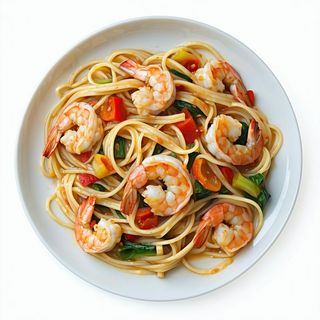 Spaghetti di soia gamberi