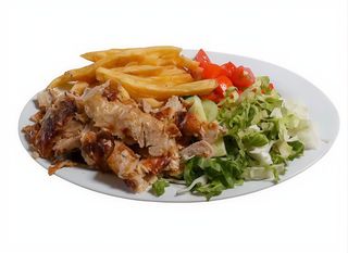Doner kebab con patate e insalata