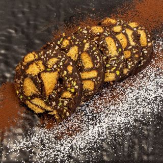 Salame di cioccolato con granella di pistacchio - Vegano