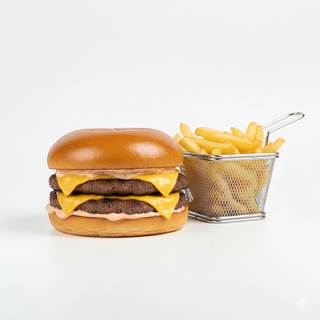 Double smash cheese burger & fry