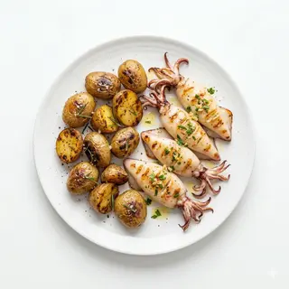 Calamares A La Plancha Con Patatas A La Brasa