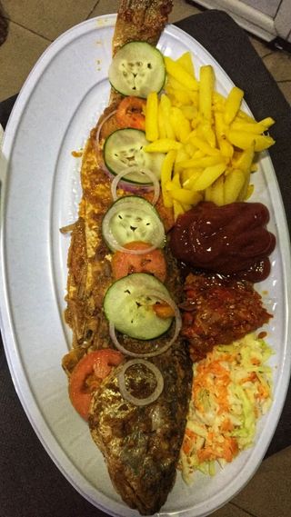 Fish BBQ With Chips( With 1hr 30 mins prep time)