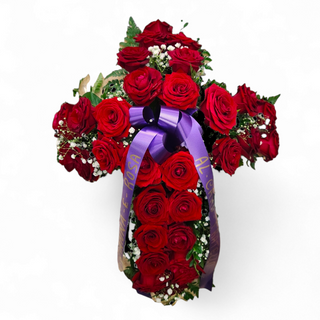Croce di fiori per funerale