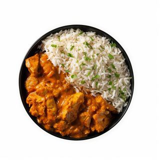 Pollo al curry con riso bianco