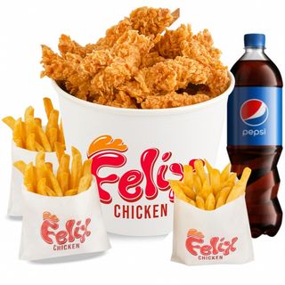 KUBEŁEK 10 szt Hot Wings (pikantne skrzydełka),frytki,pepsi 0,5 l,sos