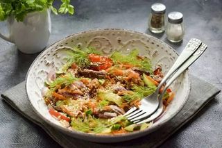 Homemade roast beef salad