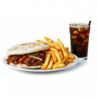 Menú Arepa Ternera + Patatas + Bebida