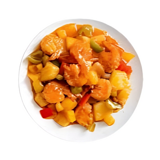 Langostinos salteados con salsa agridulce picante