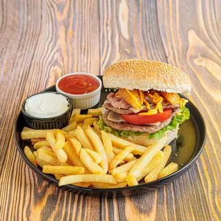 Extra Cheese burger i pomfrit