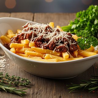 FRYTKI Z PARMEZANEM I KRUSZONKĄ WOŁOWĄ