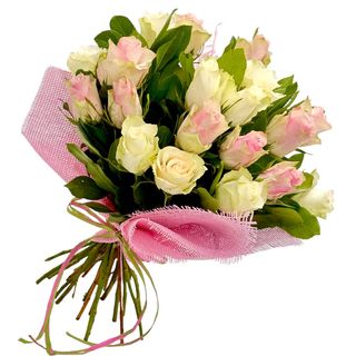 Buchet 19 trandafiri albi si roz