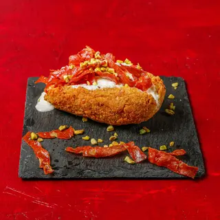 Crocchè mortadella, pistacchi e provola