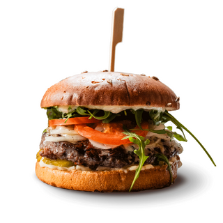 BURGER CLASIC CU SOS GORGONZOLA ȘI SOS AIOLI