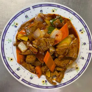 Carne Vegetal Con Salsa Picante