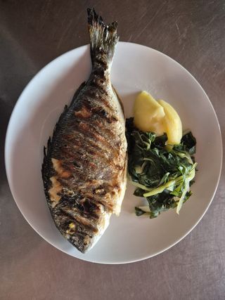 Orada na žaru s prilogom