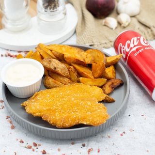 Chicken snitzel,Coca Cola