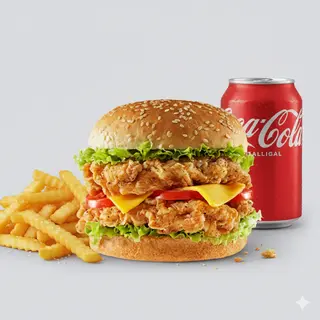 Menu crispy chicken burger doppio