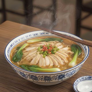 Sopa de kimchi china, fideos de arroz con filete de pescado