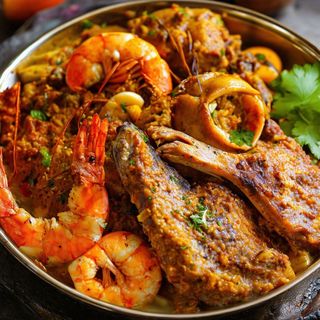 Seafood Efo + Chicken