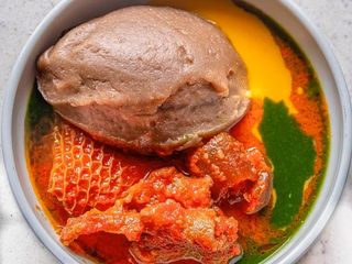 Amala with gbegiri and ewedu with 1 ogunfe 