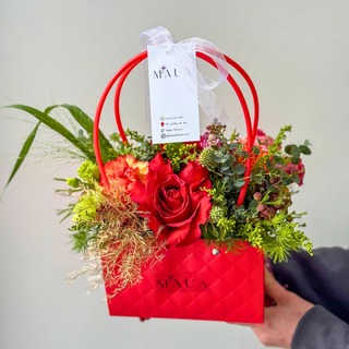 Medium Flowers Bag - red
