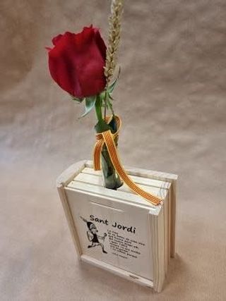 Capsa Llibre De Fusta Amb Rosa