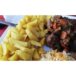 Dry Fried Goat's Meat With Chips